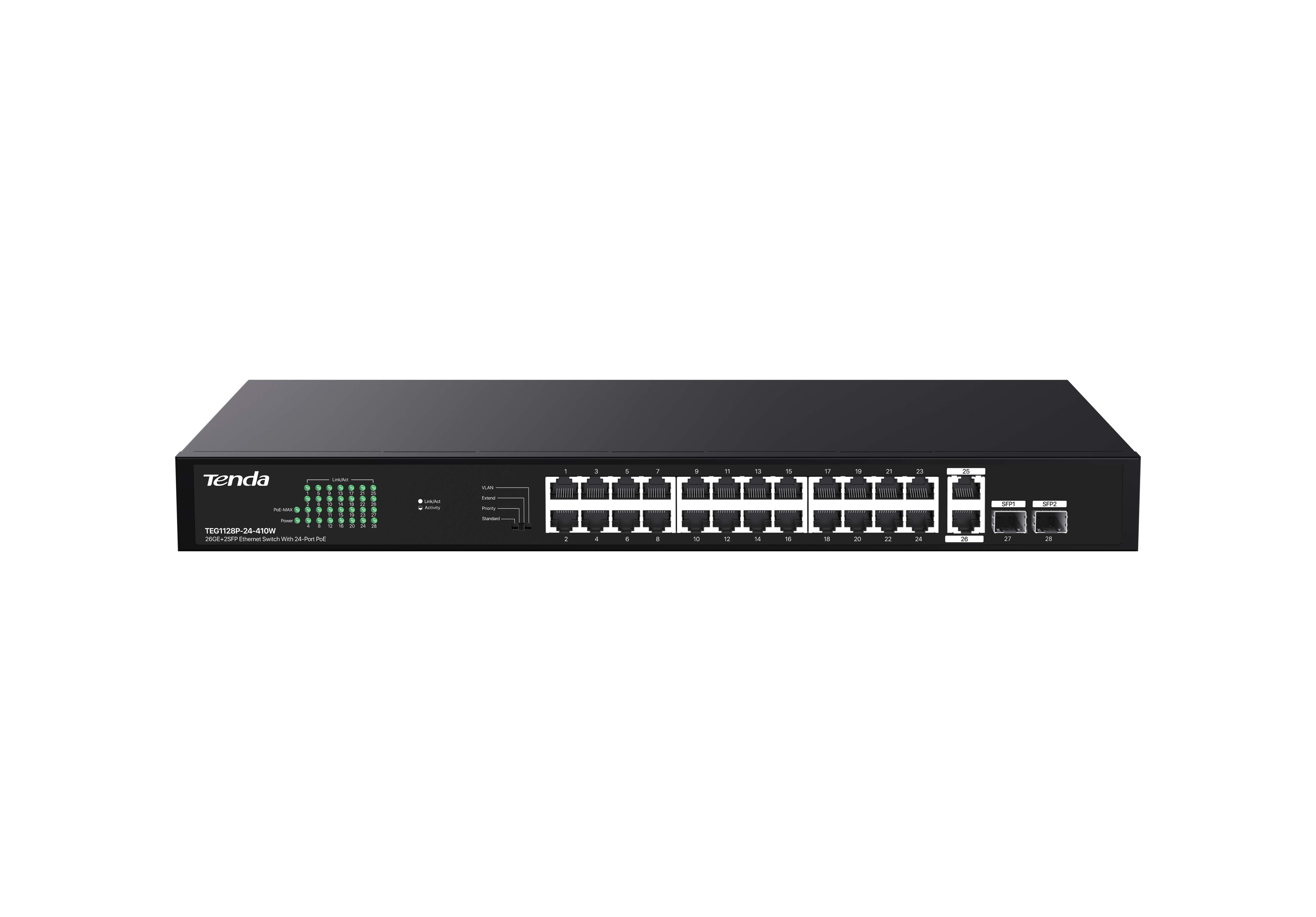 TENDA TEG1128P-24-410W 26GE+2SFP Ethernet Switch 24-Port PoE