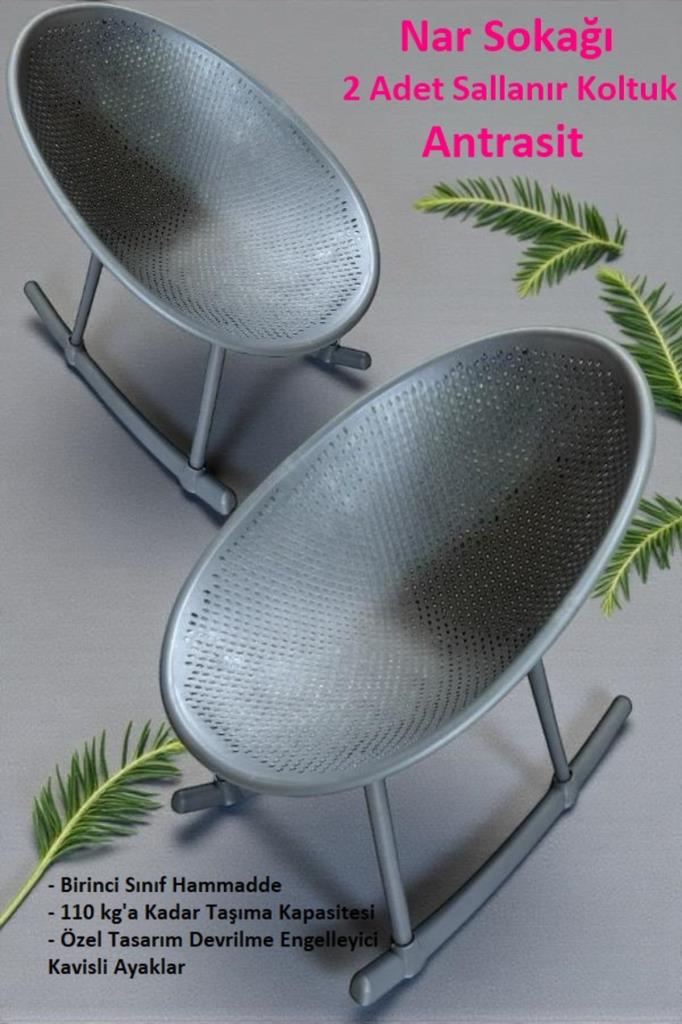 2 Adet Sallanan Koltuk Özel Hava Almayı Sağlayan Puantiyeli Sallanır Koltuk Antrasit
