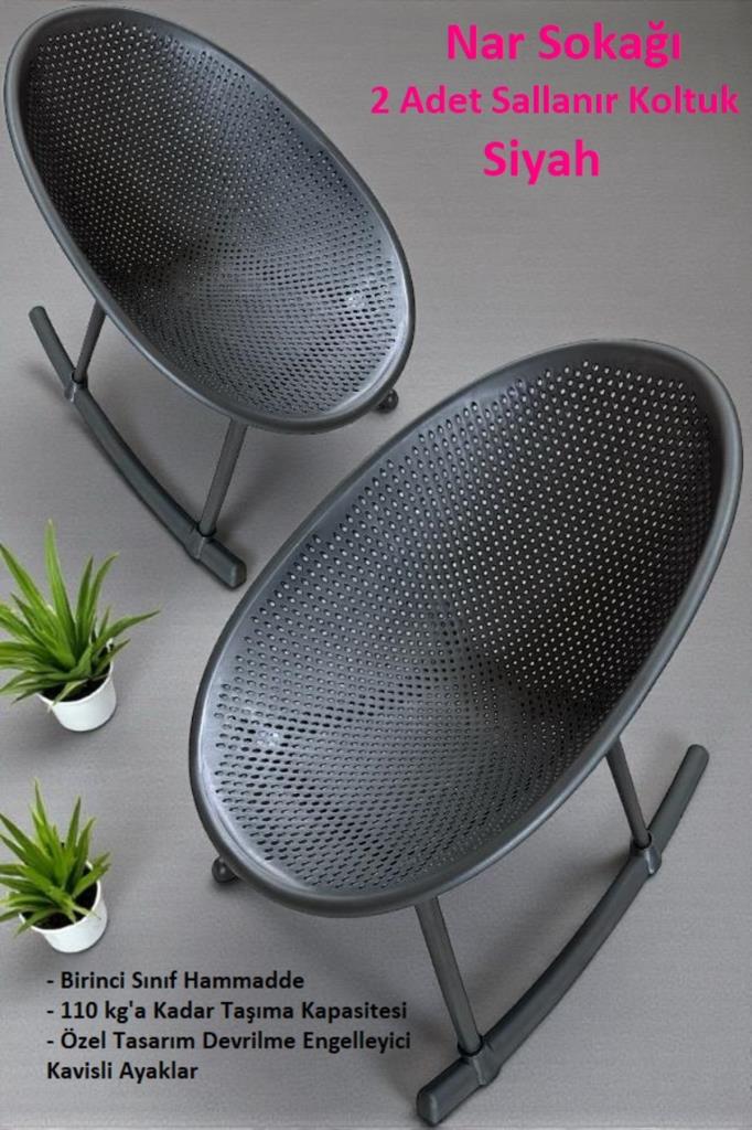 2 Adet Sallanan Koltuk Özel Hava Almayı Sağlayan Puantiyeli Sallanır Koltuk Siyah
