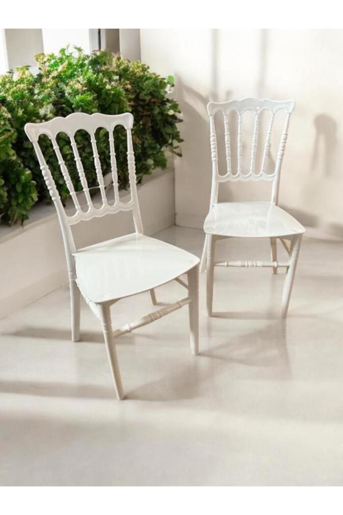 2 Adet Vegas Düğün Organizasyon Bahçe ve Mutfak Sandalyesi Beyaz