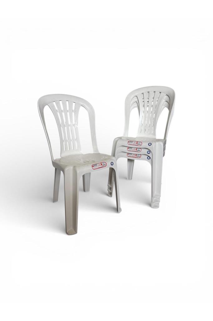 4 Adet Birinci Sınıf Ege Kolsuz Sandalye Beyaz