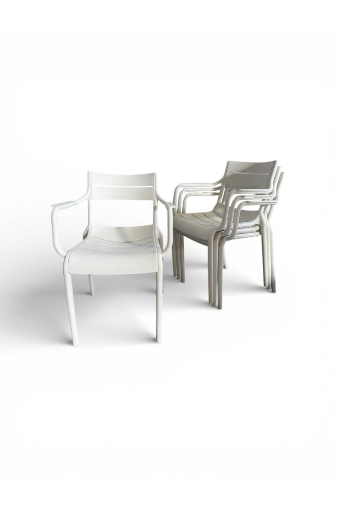 4 Adet Brixo Koltuk Bahçe, Balkon ve Cafe Sandalyesi Beyaz