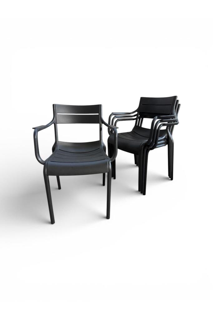 4 Adet Brixo Koltuk Bahçe, Balkon ve Cafe Sandalyesi Siyah