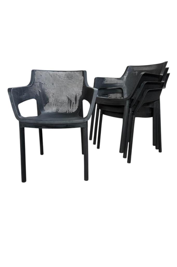 4 Adet Jolly Koltuk Bahçe, Balkon ve Cafe Sandalyesi Siyah