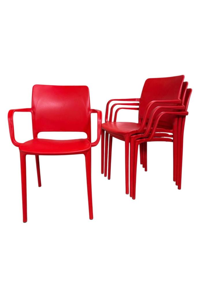 4 Adet Miami Koltuk Bahçe, Balkon ve Cafe Sandalyesi Kırmızı