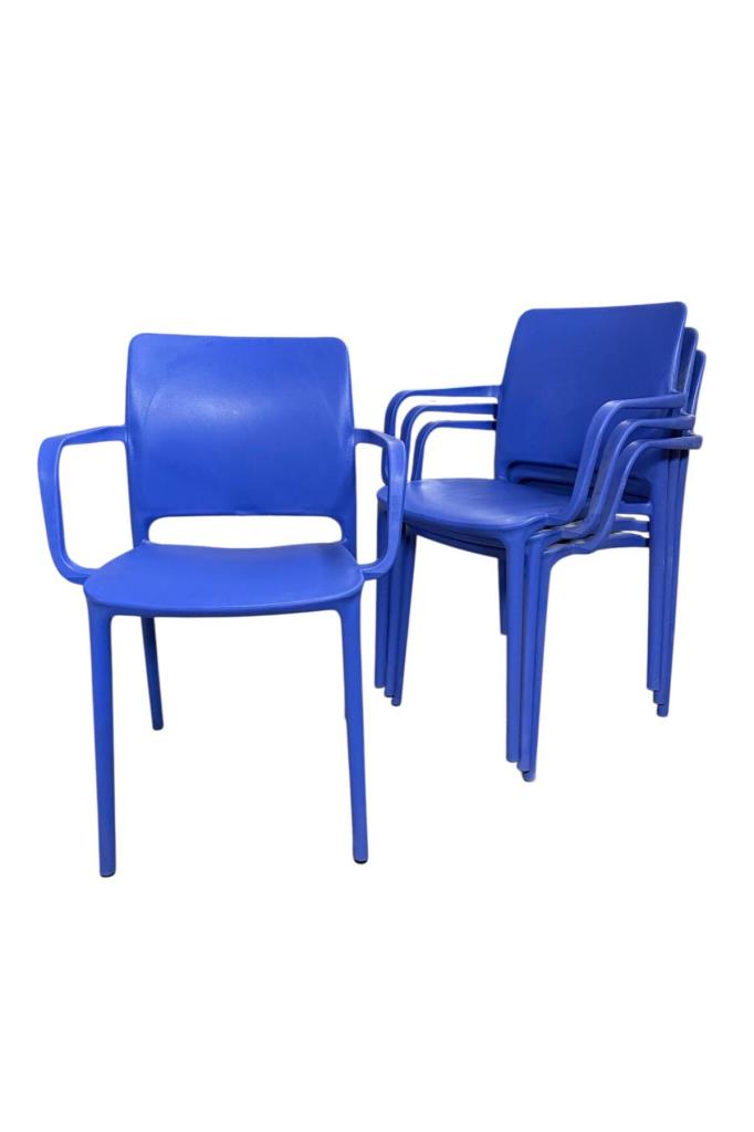 4 Adet Miami Koltuk Bahçe, Balkon ve Cafe Sandalyesi Mavi