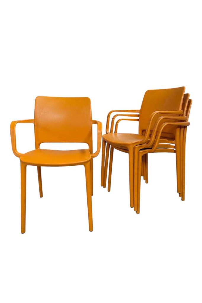 4 Adet Miami Koltuk Bahçe, Balkon ve Cafe Sandalyesi Turuncu