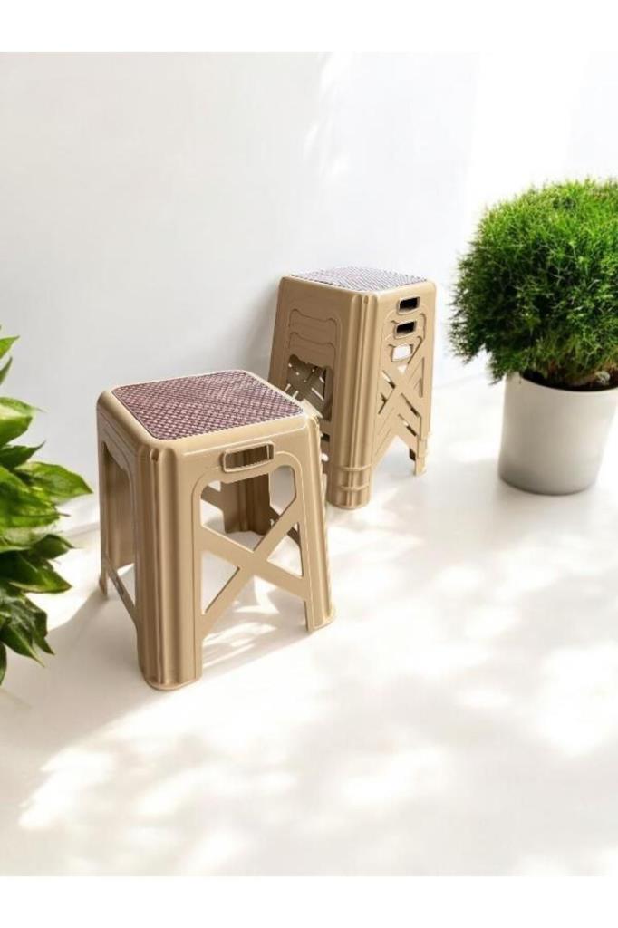 4 Adet Modern Orta Boy Plastik Mutfak, Banyo, Balkon ve Bahçe Taburesi