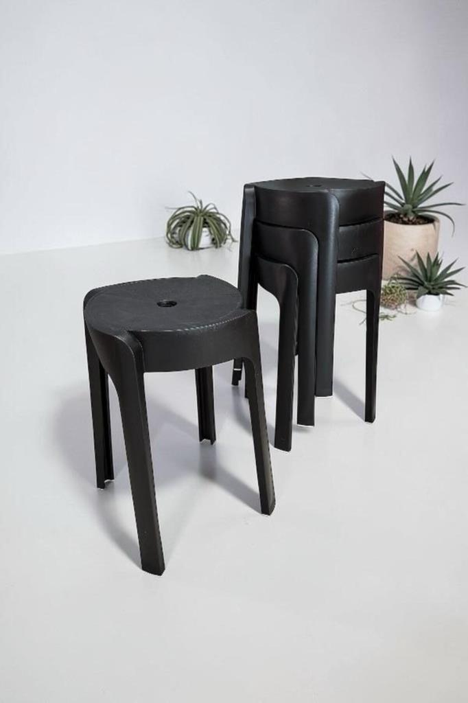 4 Adet Premium Özel Üretim Plastik Tabure Siyah