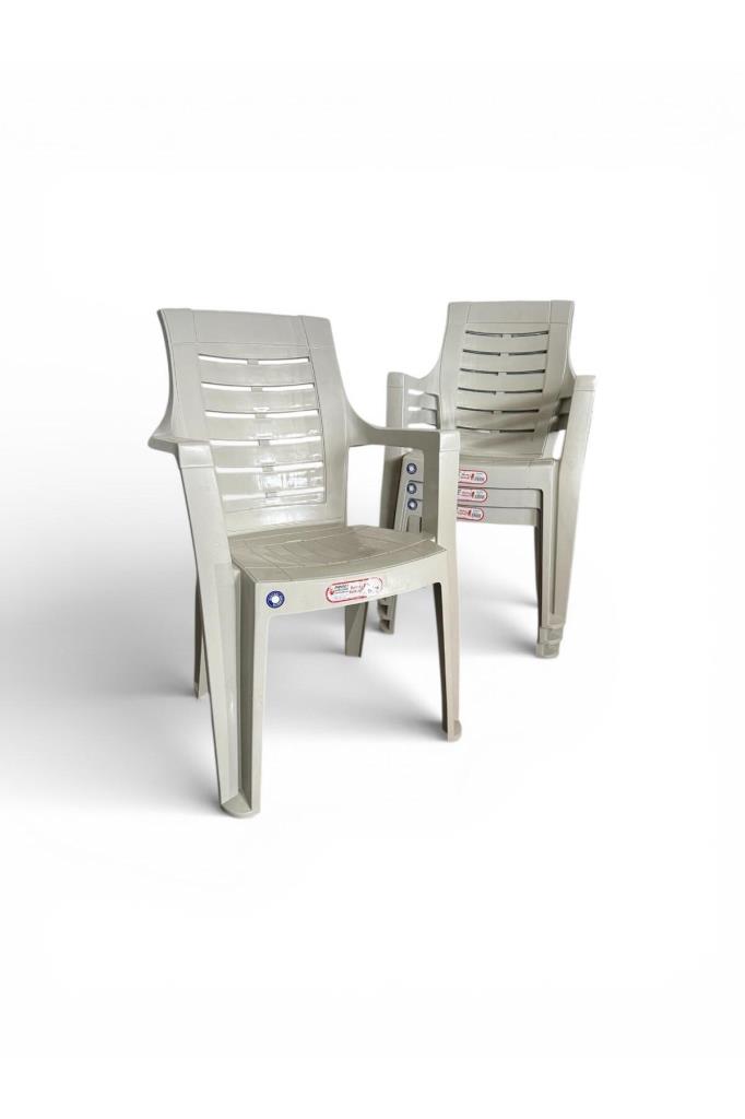 4 Adet Roma Plastik Sandalye Koltuk Kırık Beyaz