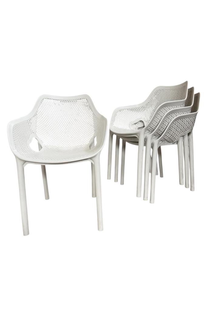 4 Adet Royal Koltuk Bahçe, Balkon ve Cafe Sandalyesi Beyaz