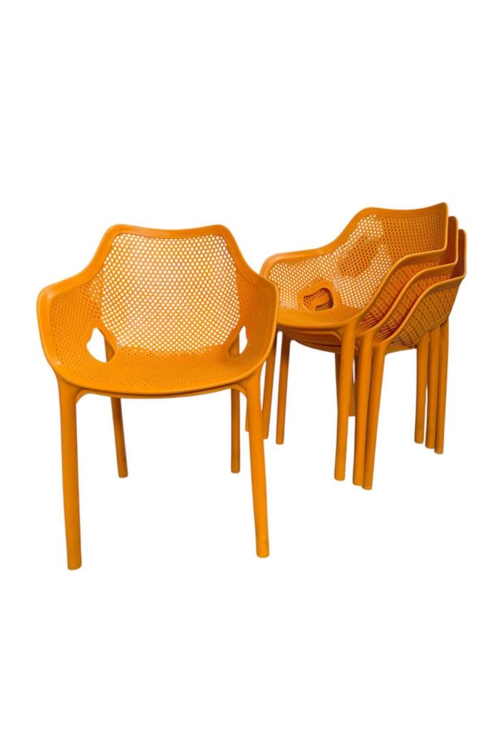 4 Adet Royal Koltuk Bahçe, Balkon ve Cafe Sandalyesi Turuncu