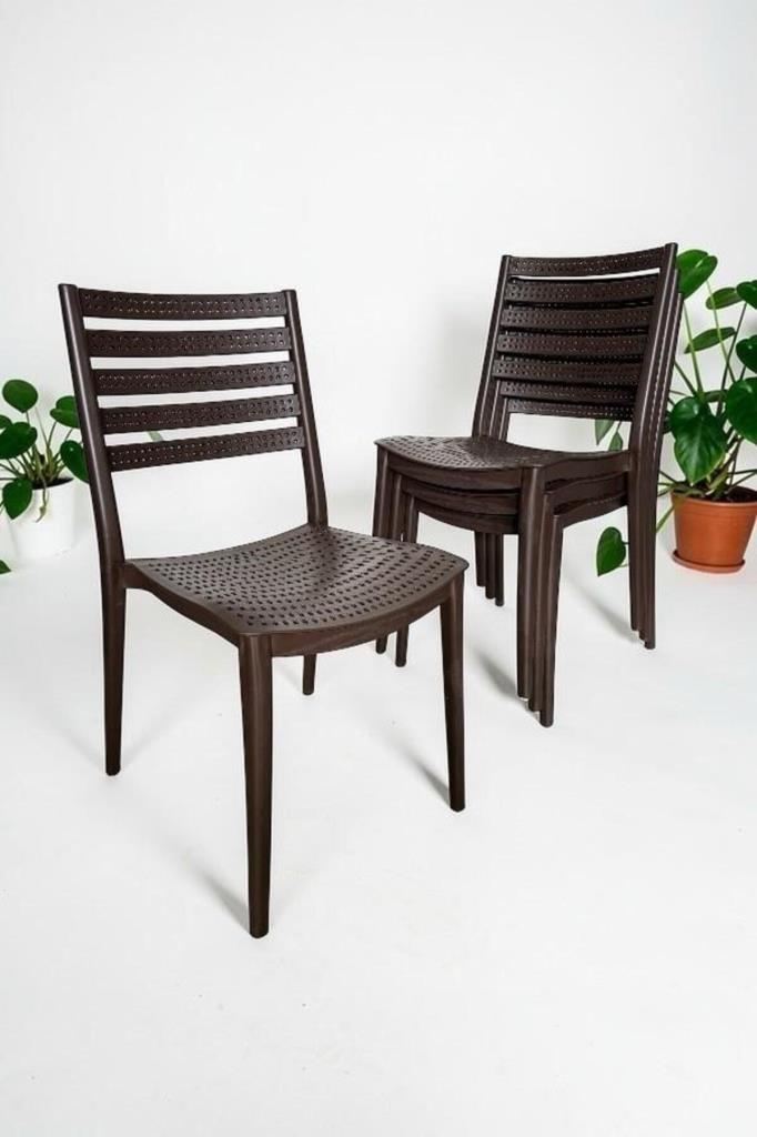 4 Adet Zara Kolsuz Sandalye Bahçe, Balkon ve Cafe Sandalyesi Kahve
