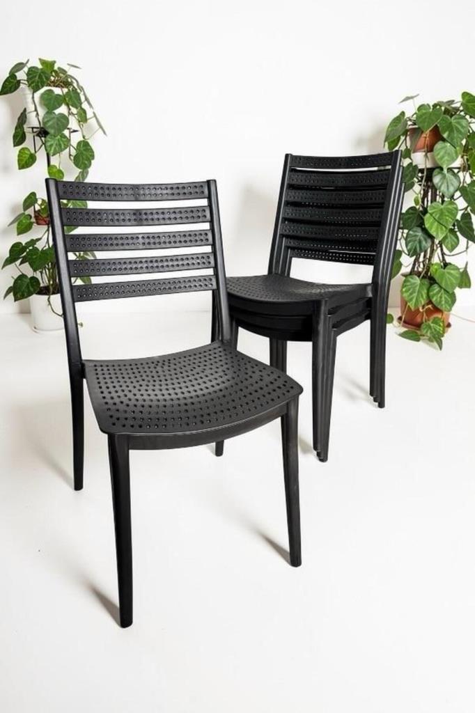 4 Adet Zara Kolsuz Sandalye Bahçe, Balkon ve Cafe Sandalyesi Siyah