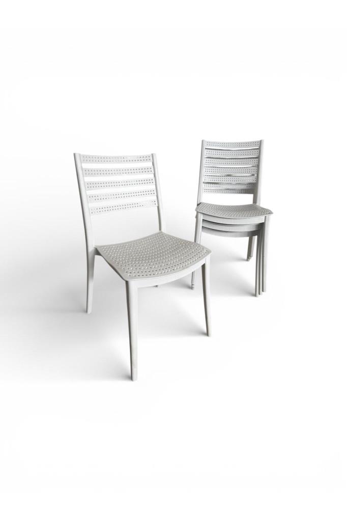 4 Adet Zara Kolsuz Sandalye Bahçe, Balkon ve Cafe Sandalyesi Beyaz