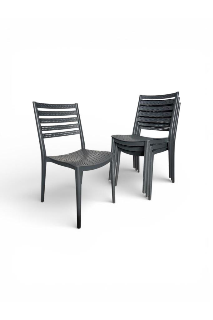4 Adet Zara Kolsuz Sandalye Bahçe, Balkon ve Cafe Sandalyesi Antrasit