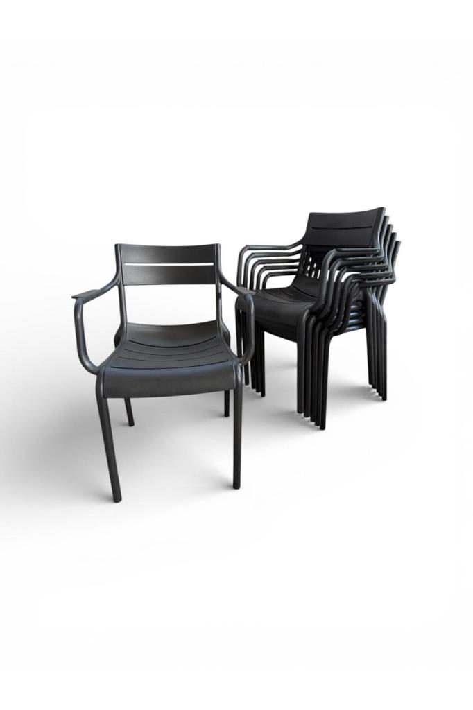 6 Adet Brixo Koltuk Bahçe, Balkon ve Cafe Sandalyesi Siyah