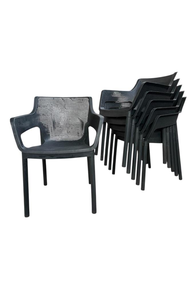 6 Adet Jolly Koltuk Bahçe, Balkon ve Cafe Sandalyesi Siyah