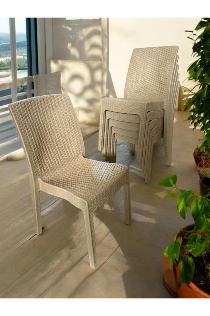 6 Adet Kolsuz Rattan Sandalye Kapiçino