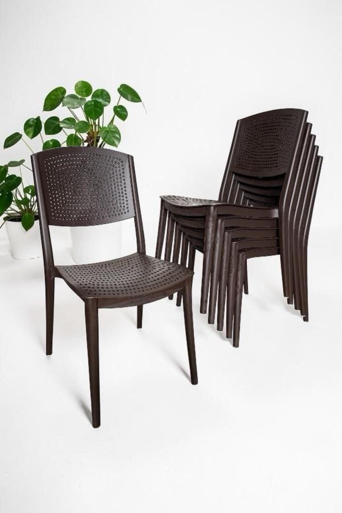 6 Adet Lara Kolsuz Sandalye Bahçe, Balkon ve Cafe Sandalyesi Kahve