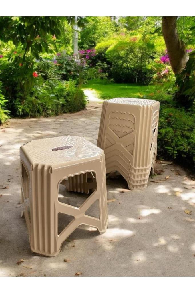 6 Adet Meram Küçük Boy Plastik Mutfak, Banyo, Balkon ve Bahçe Taburesi