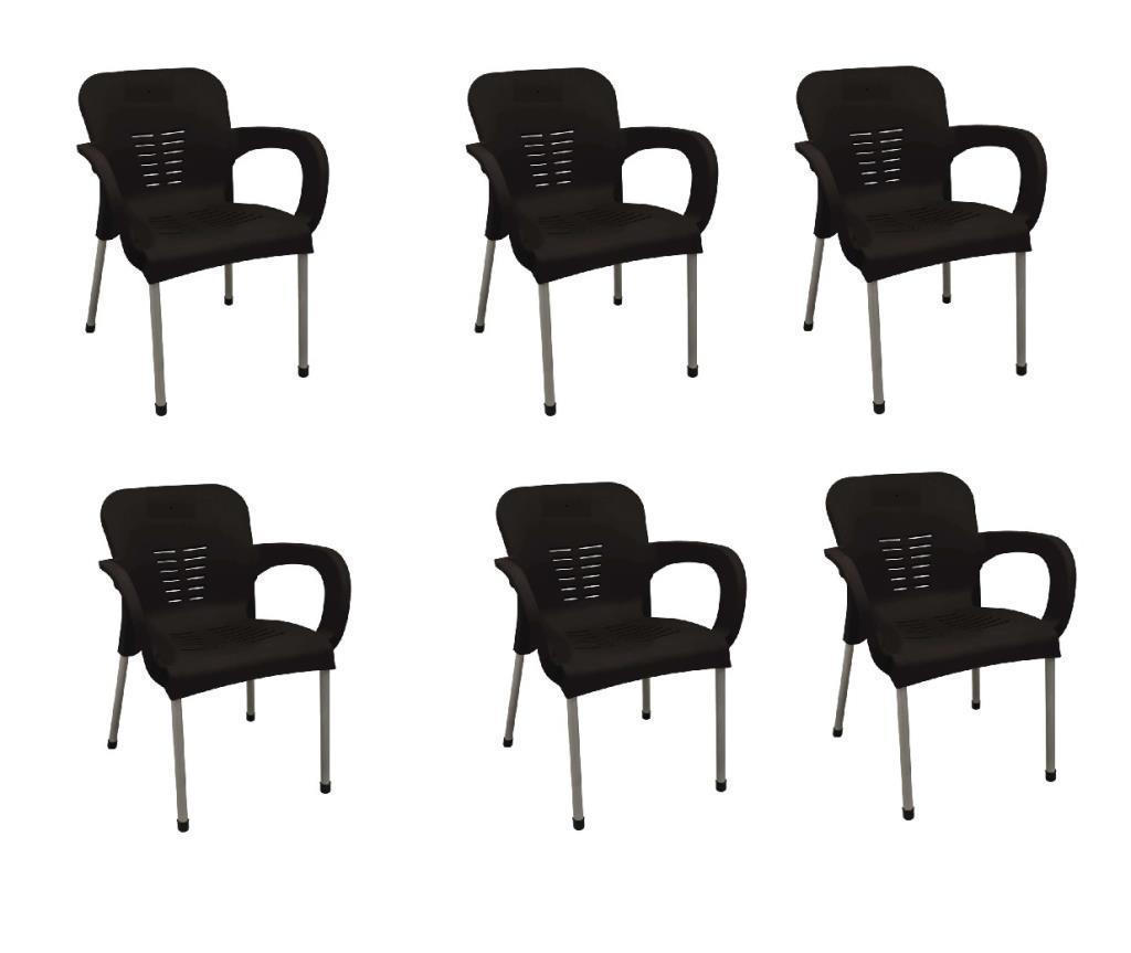 6 Adet Metal Ayaklı Plastik Sandalye Koltuk Kahve