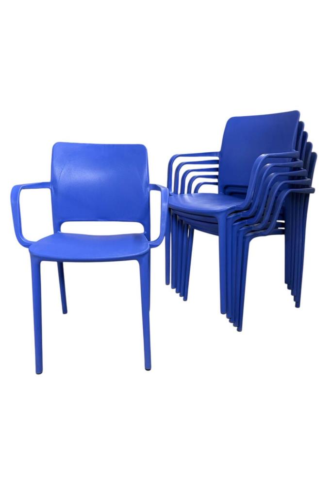 6 Adet Miami Koltuk Bahçe, Balkon ve Cafe Sandalyesi Mavi