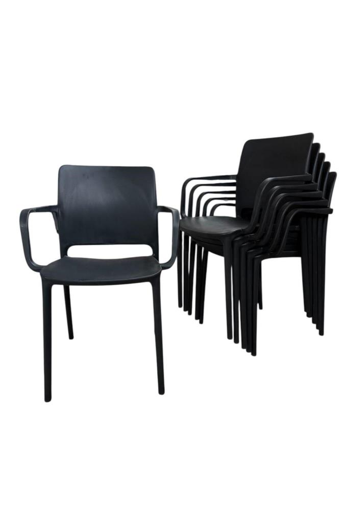 6 Adet Miami Koltuk Bahçe, Balkon ve Cafe Sandalyesi Siyah
