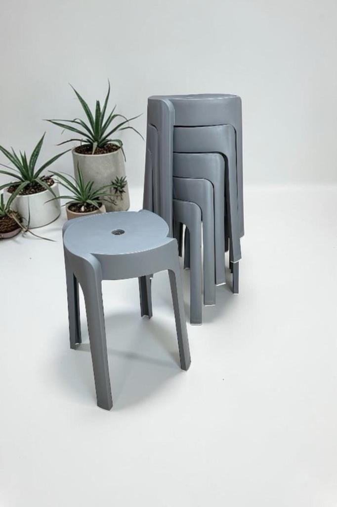 6 Adet Premium Özel Üretim Plastik Tabure Antrasit