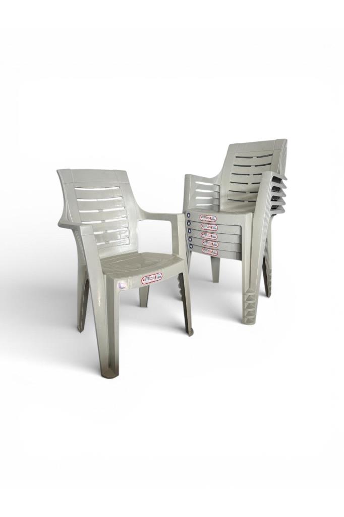 6 Adet Roma Plastik Sandalye Koltuk Kırık Beyaz