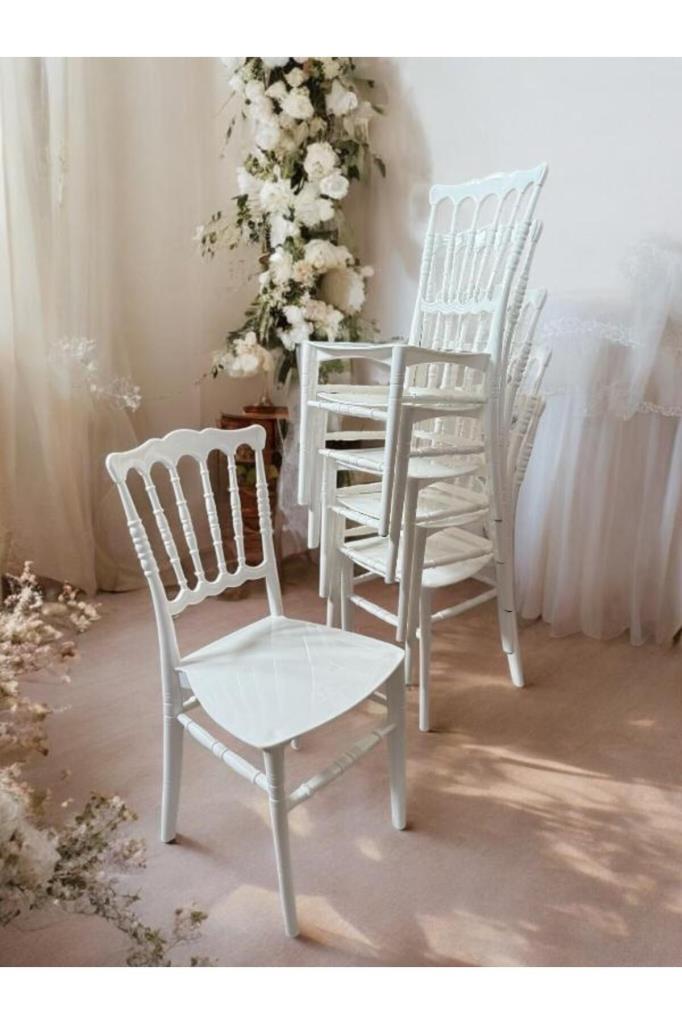 6 Adet Vegas Düğün Organizasyon Bahçe ve Mutfak Sandalyesi Beyaz