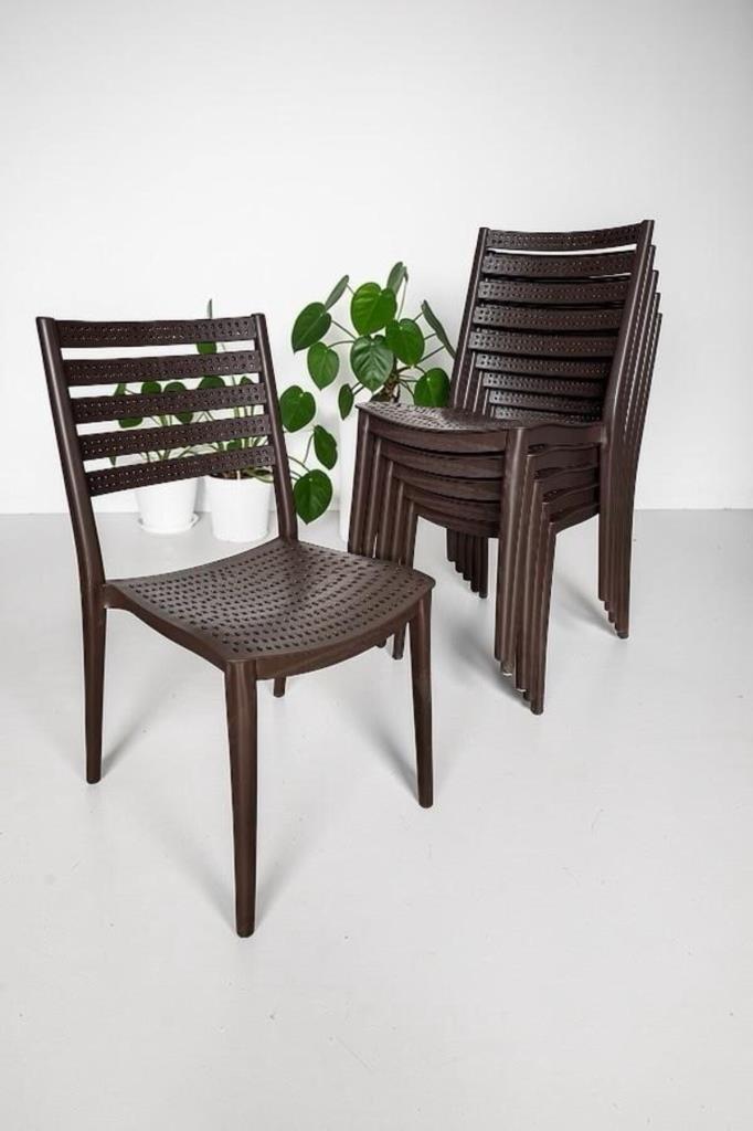 6 Adet Zara Kolsuz Sandalye Bahçe, Balkon ve Cafe Sandalyesi Kahve