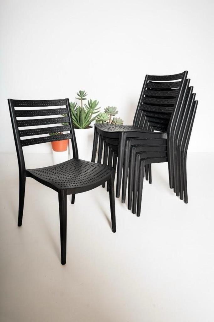 6 Adet Zara Kolsuz Sandalye Bahçe, Balkon ve Cafe Sandalyesi Siyah