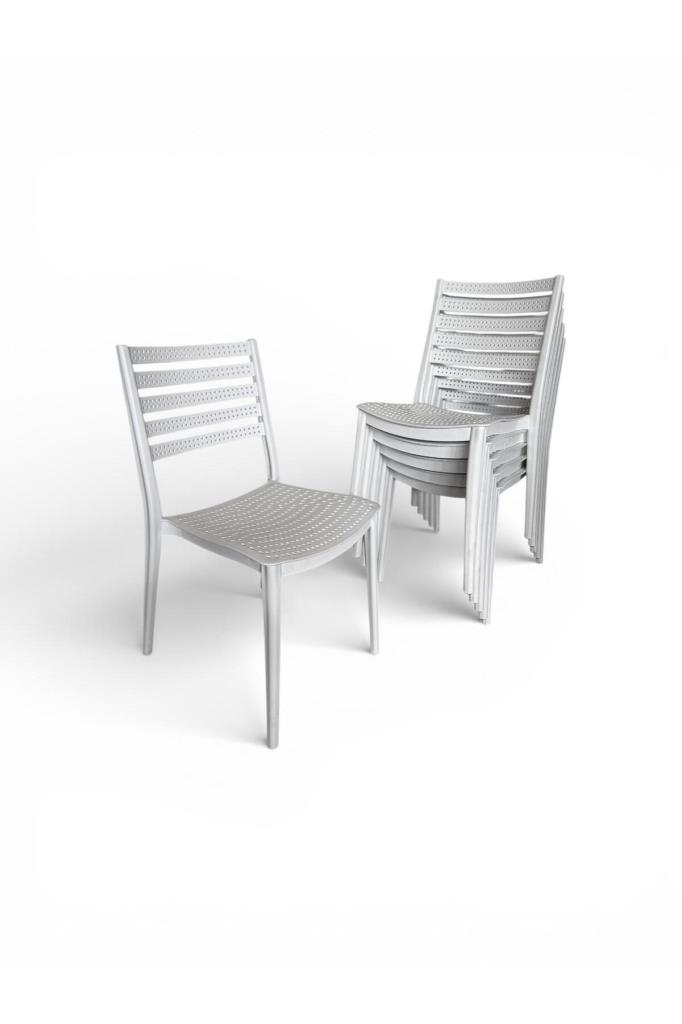 6 Adet Zara Kolsuz Sandalye Bahçe, Balkon ve Cafe Sandalyesi Beyaz