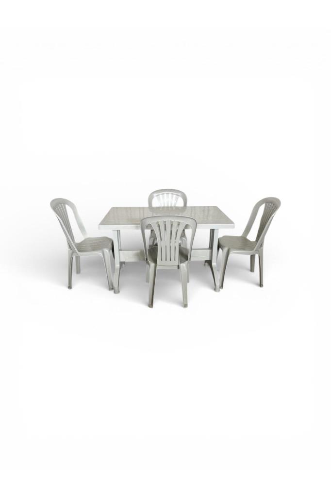 80x140 Ege Plastik Bahçe Balkon Masa Takımı Kırık Beyaz