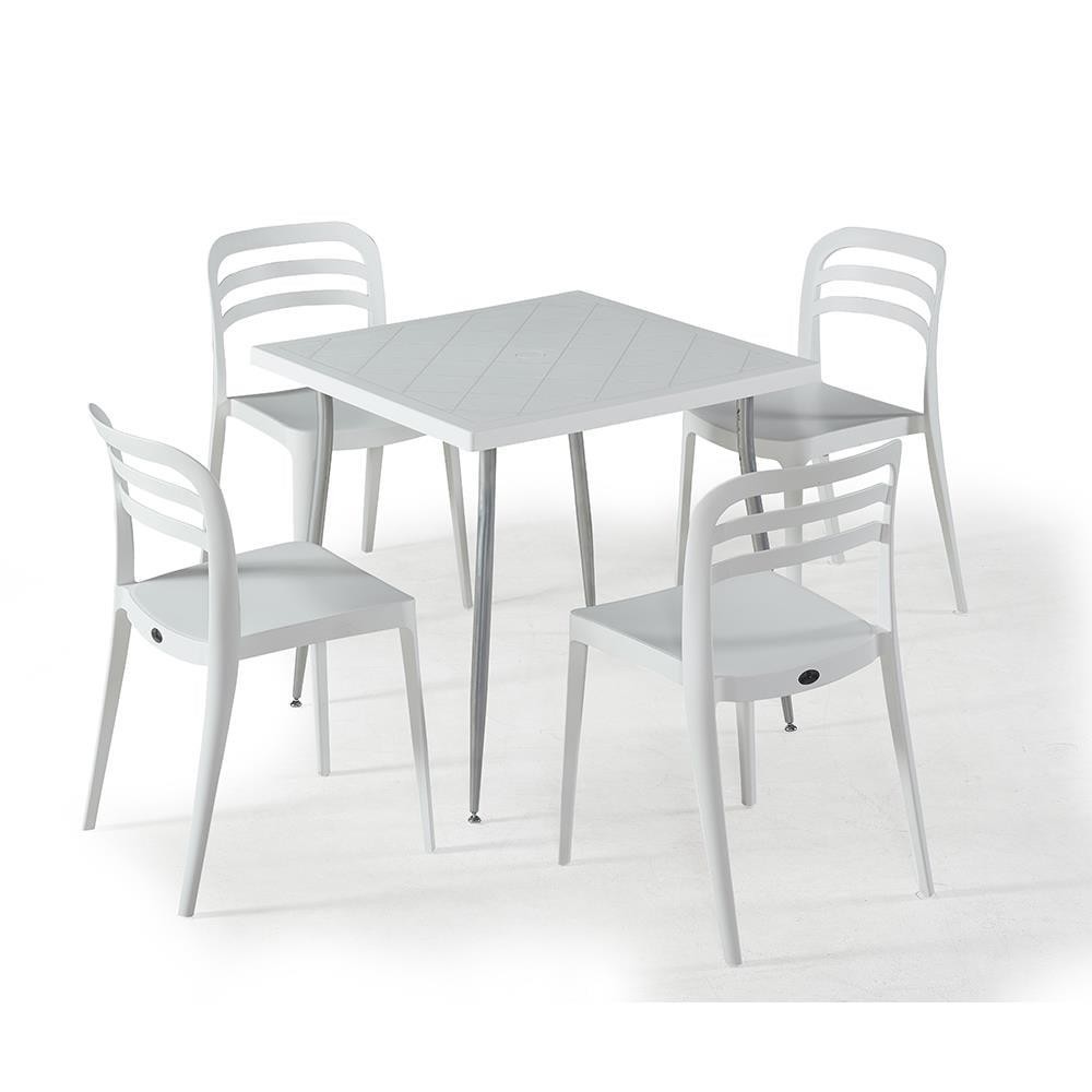 80x80 Aspen Kare Masa Takımı Bahçe, Balkon ve Cafe Masa Takımı Beyaz