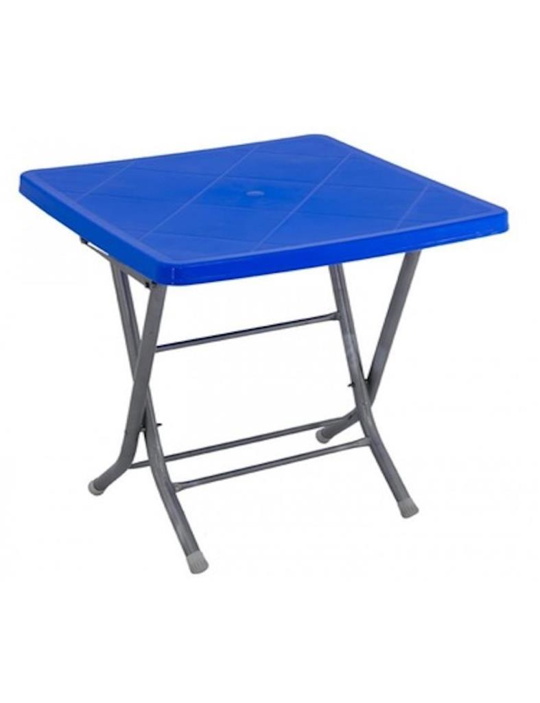 80x80 Metal Ayaklı Katlanabilir Bahçe Balkon Masası Mavi