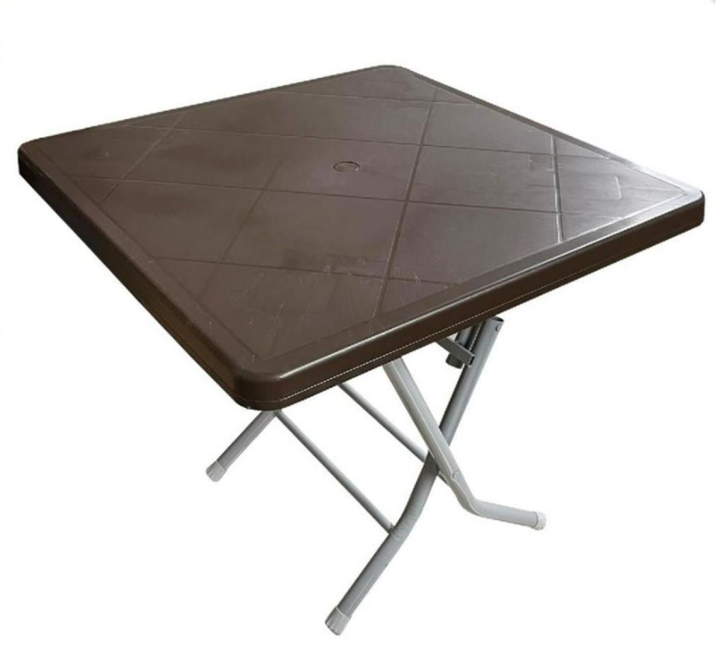 80x80 Metal Ayaklı Katlanabilir Bahçe Balkon Masası Kahve