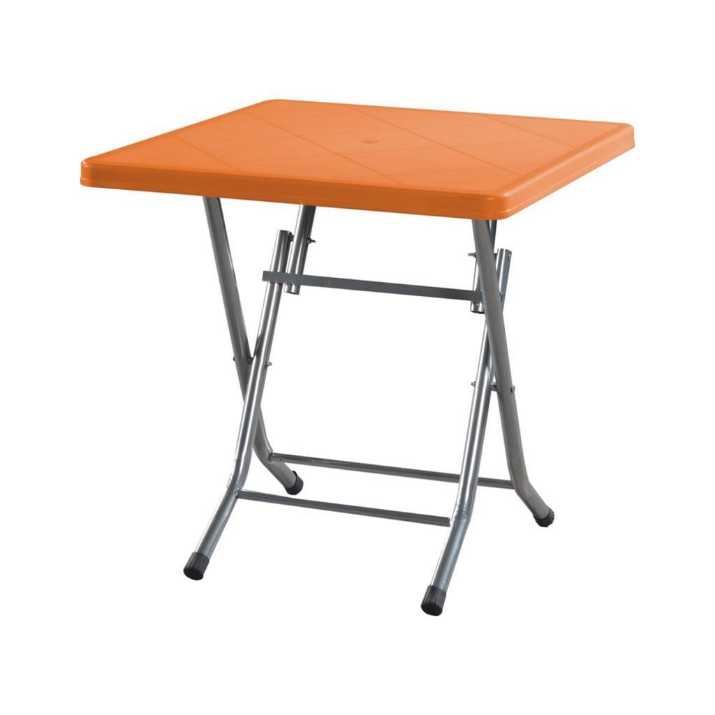 80x80 Metal Ayaklı Katlanabilir Bahçe Balkon Masası Turuncu