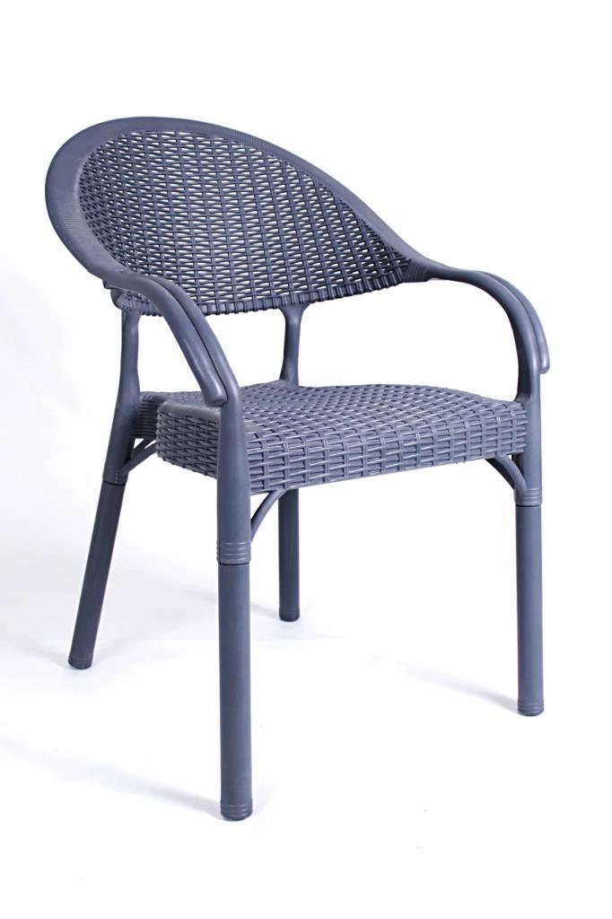 Bambu Rattan Kollu Sandalye Koltuk Antrasit
