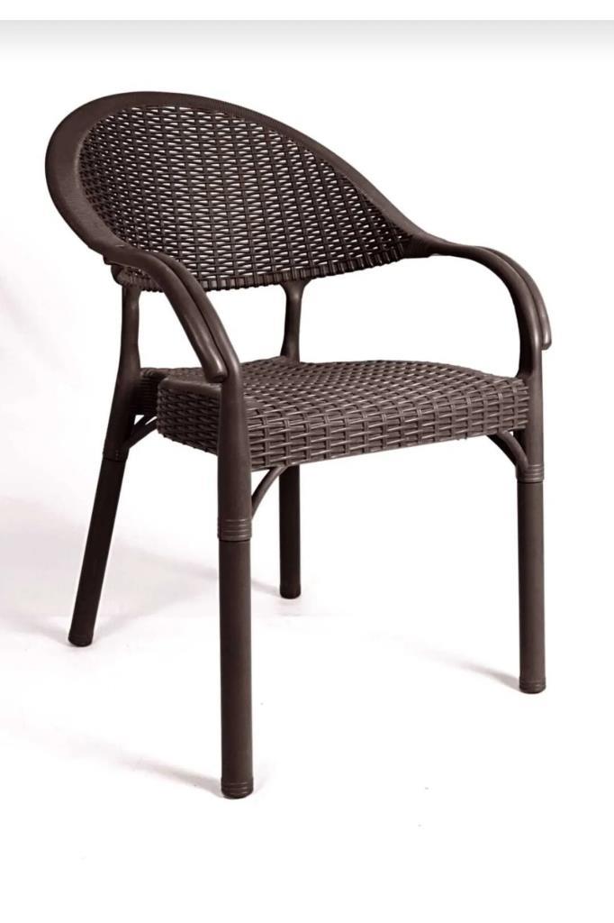 Bambu Rattan Kollu Sandalye Koltuk Kahve