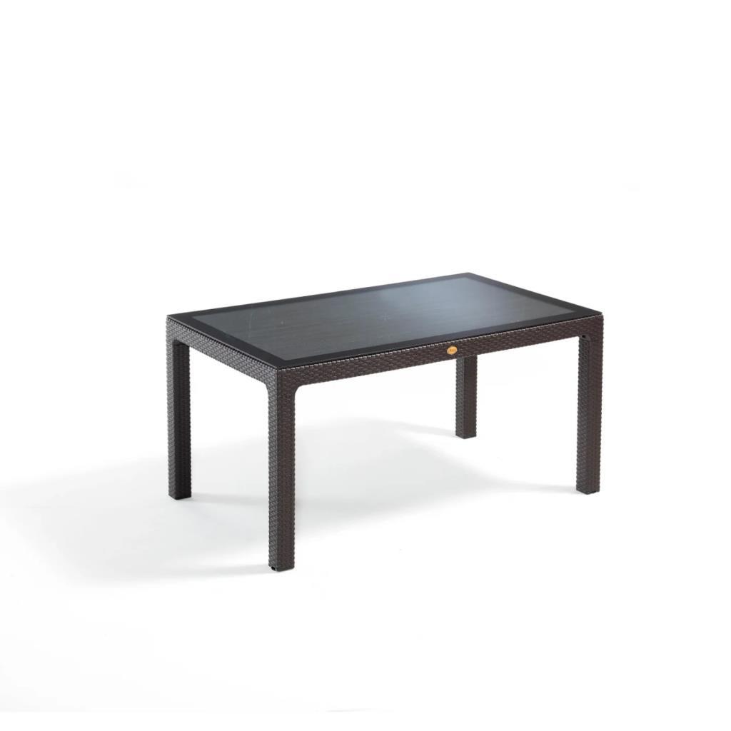 Camlı Kahve 90x150 cm Rattan Bahçe Balkon Masası