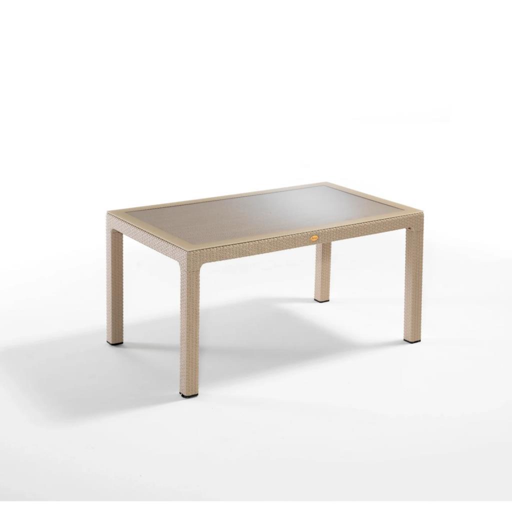 Camlı Kapiçino 90x150 cm Rattan Bahçe Balkon Masası