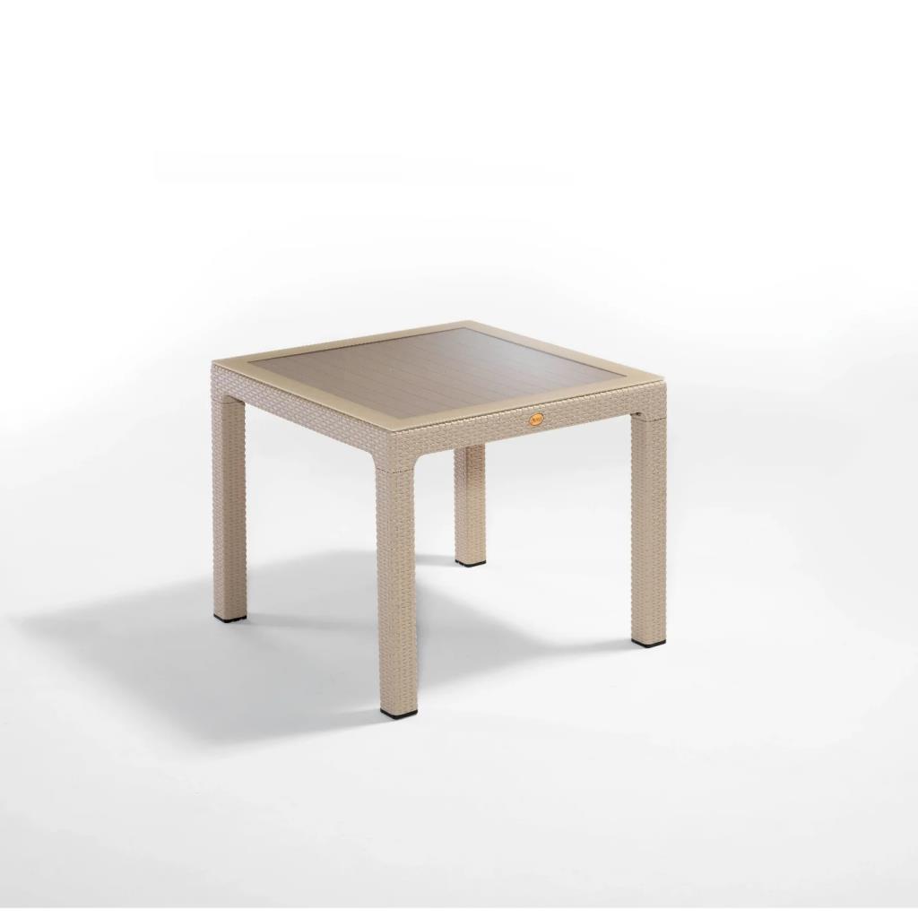 Camlı Kapiçino 90x90 cm Rattan Bahçe Balkon Masası