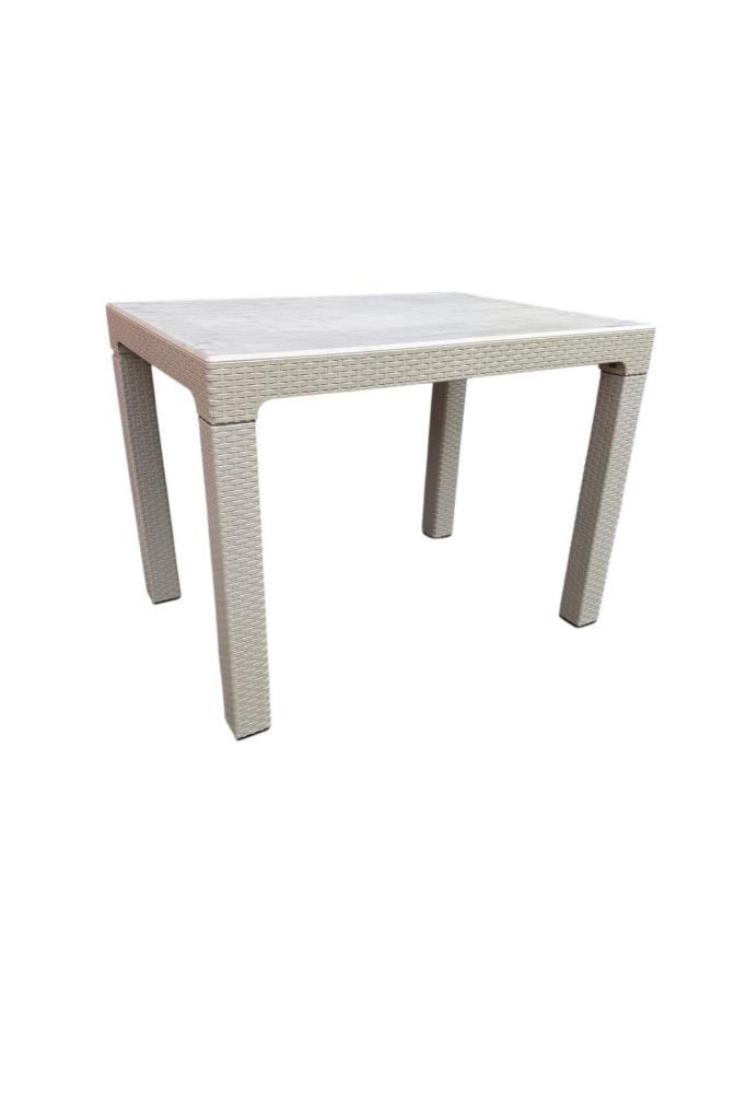 Camsız 70x100 cm Rattan Bahçe Balkon Masası Kapiçino