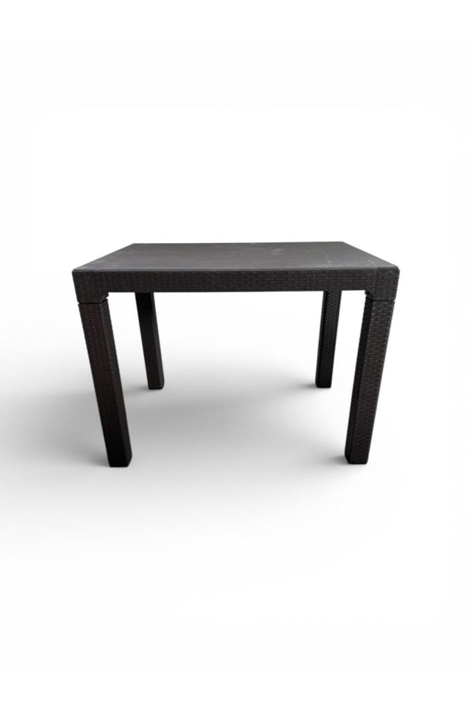 Camsız 70x100 cm Rattan Bahçe Balkon Masası Kahve