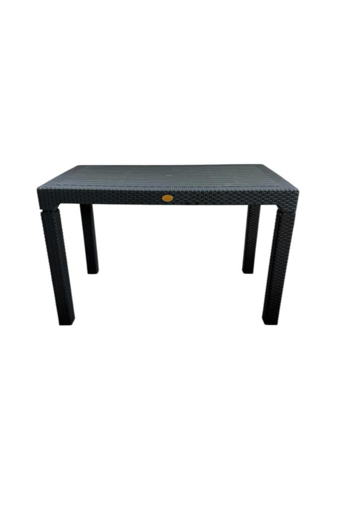 Camsız 70x120 cm Rattan Bahçe Balkon Masası Antrasit