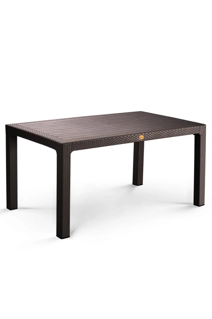 Camsız Kahve 90x150 cm Rattan Bahçe Balkon Masası