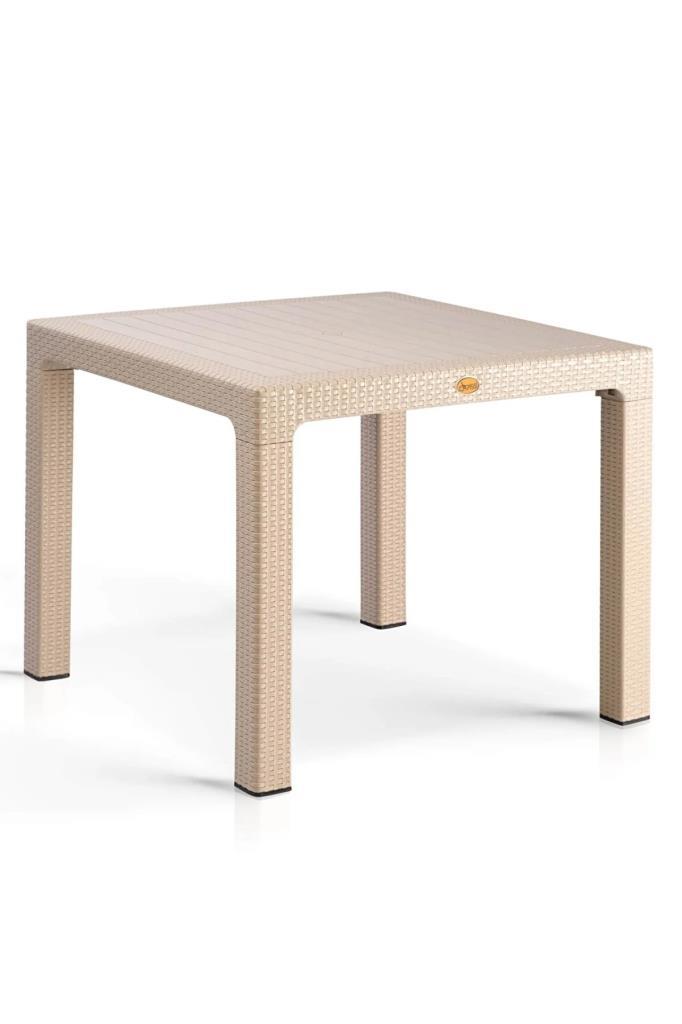 Camsız Kapiçino 90x90 cm Rattan Bahçe Balkon Masası
