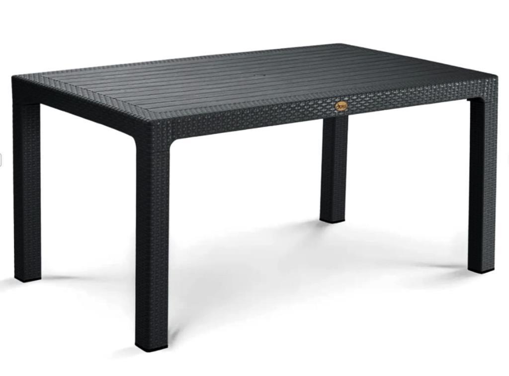 Camsız Siyah 90x150 cm Rattan Bahçe Balkon Masası
